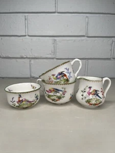 Vintage Royal Doulton Chelsea Bird Open Sugar Bowl, Creamer, Cups 4 Piece Set - Picture 1 of 19
