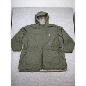Carhartt Rockford Rain Defender Sherpa Lined Quilted Coat Hooded Olive Green 3X - Picture 1 of 11