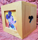 Vintage Walt Disney Mickey Mouse Wooden Light Brown Cube Display for 3"X3" Photo