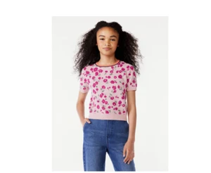 Free Assembly Girls Short Sleeve Intarsia Sweater Top (XL) - Picture 1 of 5