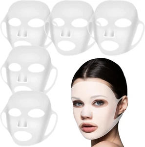 5 Sheets Silicone Face Mask Cover Reusable Moisturizing 3D Facial Mask Holder Pr - Picture 1 of 12