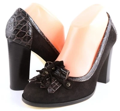 $300 JUICY COUTURE может шоколадный коричневый замши кожи дизайнерские насосы 8 M - Изображение 1 из 4