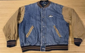 Vintage Dunbrooke Jacket Mens XL Denim Varsity Bomber Snap Front Ideal Patch 90s - Picture 1 of 9