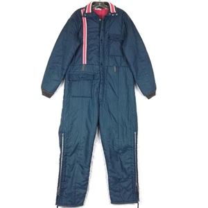Vtg Western Field Mens Coveralls Insulated Snow Suit Navy Blue Ski Snowsuit L - Picture 1 of 12