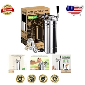 Pressurized 128oz Growler Tap System - Stainless Steel Portable Kegerator - Picture 1 of 9