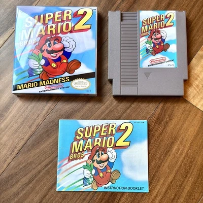 Super Mario Bros 2 NES Authentic Cartridge with Manual and Custom Fan Art Box - Image 1 of 4