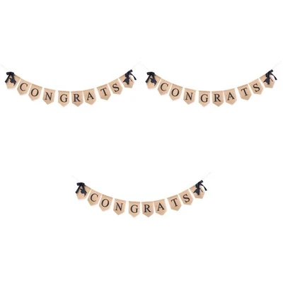  3 Pieces Graduate Decorations Graduation Photo Backdrop Congrats Hanging - Image 1 of 4