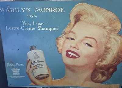 Vintage 1993 Marilyn Monroe Lustre-Creme Shampoo Tin Metal Sign  - Image 1 of 4