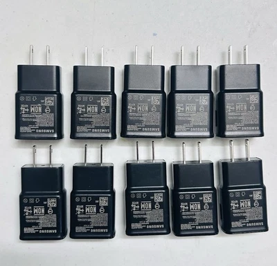 Lote 10 peças adaptador de parede USB Samsung OEM adaptável carga rápida preto (EP-TA200) - Imagem 1 de 4