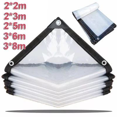 DENOTIP Wasserdichte Transparente Plane mit Ösen Schutzplane Klare Garten LKW Folie PE