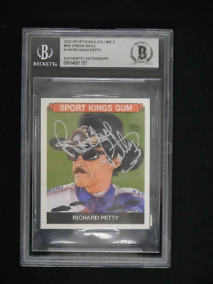 RICHARD PETTY 2022 SPORTINGS MINI SINGED BECKETT AUTHENTIC AUTO - BAS COA - Image 1 of 2
