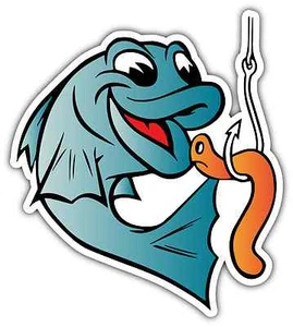Fisherman Fish Fishing Worm Bite Hook Funny Car Bumper Vinyl Sticker Decal 4"X5" - Picture 1 of 1