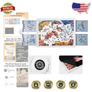 Durable 30" x 22" Rotating Puzzle Table with 4 Drawers for Effortless Organizing - Picture 1 of 11