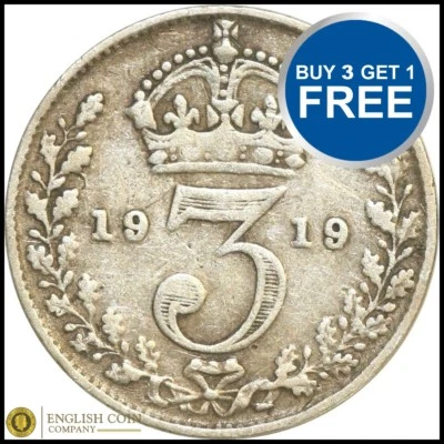 1911 TO 1920 GEORGE V SILVER THREE PENCES 3D CHOICE OF YEAR / DATE - Image 1 of 3