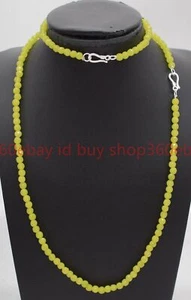 Natural 4mm Faceted Green Peridot Round Gemstone Bead Necklace Bracelet 18/7.5in - Picture 1 of 12