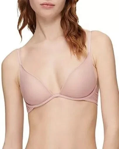 Calvin Klein Sheer Marquisette Unlined Plunge Bra in Pink QF6727 SZ 32D - Image 1 of 1