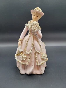 Figura Geo Z Lefton China KW1572 Dama en abrigo rosa Spagetti muff Hanky Japón - Imagen 1 de 8