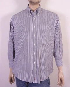 EUC Nordstrom 2 X 2 Pinpoint 100% Long Staple Cotton OCBD Shirt Striped 16.5 32 - Picture 1 of 5
