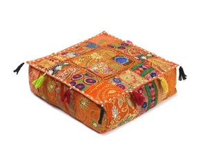 Indischer Quadrat Multi Orange Patchwork Kissenbezug Boden Deko Kissenbezug - Bild 1 von 6