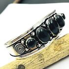 925 Sterling Silver Oval Black Onyx Gemstone Handmade Jewelry Cuff Bracelet