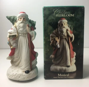 Vintage 90's Summit Collection Christmas Heirloom Porcelain Musical Box Santa - Imagen 1 de 11