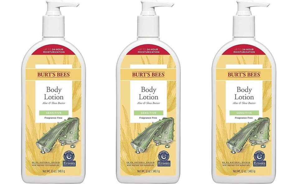 BL Burts Bees 身体乳液 芦荟和乳木果油 12 盎司 敏感 (11706)PK 3 — 第 1/1 张图片