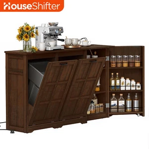 Dual13-Gallon Recycling & Tilt-Out Trash Can Cabinet Kitchen Island with Shelves - Picture 1 of 11
