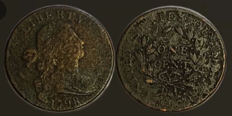 1798 Draped Bust Large Cent. Good W/ Some VF Details. Read description. See Pics Cover