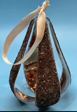 Vintage Pottery Barn Large Pear Shaped Blown Glass Glitter Christmas Ornament PO