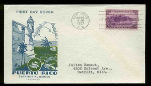 801 PUERTO RICO FDC SAN JUAN, PR PLANTY P68 PAVOIS CACHET TEXTURED ENVELOPE - Picture 1 of 1
