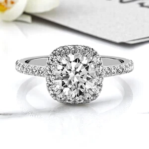 Engagement Ring 1.60 Carat IGI GIA Lab Grown Cushion Cut Diamond 18K White Gold - Picture 1 of 9