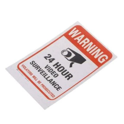 Surveillance Security Camera Video Sticker Warning Sign Low Stickers New Y6 - Image 1 of 4