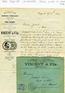 Dépt 38 - Corps - Petite Entête Secteur des Graines Fourragères du 15/12/1892 - Picture 1 of 1