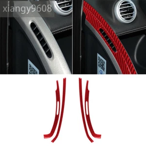 Red Carbon Fiber Demist Panel Air Vent Outlet Trim For Benz Smart Fortwo 2011-15 - Picture 1 of 9