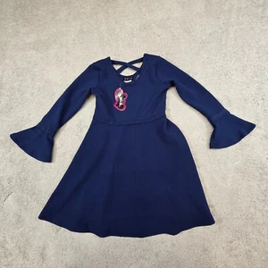 RMLA Girls Blue Dress Long sleeve V neck Fit and flair Size 12 - Picture 1 of 5