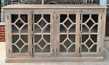 Solid Wood Credenza 4 Glass Door 6' Long Buffet Server 3.5' Tall Display Cabinet