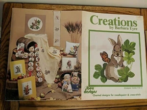 IBEX Cross Stitch Pattern Booklet: Creations by Barbara Eyre ~ VTG 1980 Rabbit + - Picture 1 of 4