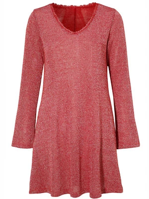 'Cellbes' RED Lace Trim Longline soft Shimmer Top jumper/tunic ideal Christmas!  - Image 1 of 4