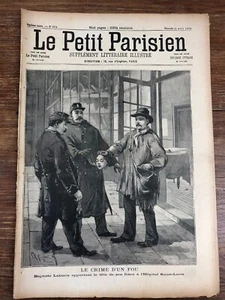 Journal LE PETIT PARISIEN 1895 Baptiste Laborie LE CRIME D'UN FOU / Forains - Foto 1 di 2