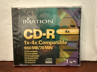 Imation CD-R 1X-4X Compatible 650MB/ 74 Min. Brand New! Sealed! - Image 1 of 4