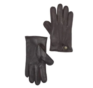 NWT New Men's UGG AUSTRALIA 3 Point Snap Smart Gloves Brown Leather Large - Picture 1 of 1