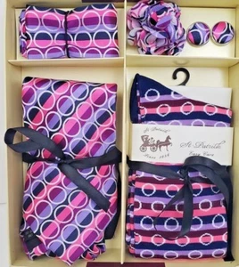 Box-Set Krawatte & Socken - lila Lavendel Taschentuch Manschettenknöpfe und Boutonniere - Bild 1 von 5