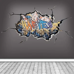 Personalized 3D Graffiti Name Custom Vinyl Wall Sticker DIY Room Decor Kids - Picture 1 of 5