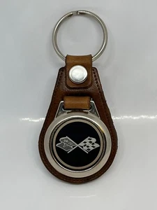 C3 BANDERAS Grabado Llavero Calidad Premium Cuero Marrón - Imagen 1 de 2