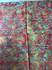 Batik Orange with Green Fern Print Hoffman Cotton Fat Quarter - Picture 1 of 3