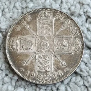 George V silver one florin coin 1916. 11.29g. - Picture 1 of 2