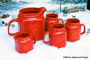 MASON CRAFT & MORE JARRA ROJA, CREMA Y 3 TAZAS -NUEVO- VER ROJO, ¡EN EL BUEN SENTIDO! - Imagen 1 de 15