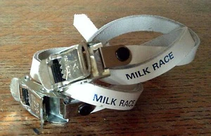 NOS VINTAGE LEATHER TOE STRAPS, MILK RACE - Picture 1 of 1