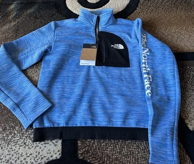 The North Face Trailwear azul 1/2 zíper furos para polegar meninos tamanho G (12) novo com etiquetas $65 - Imagem 1 de 4