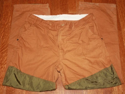 Винтажный SafTbak утка коричневый нейлона лицо охоты щетка брюки мужчин 35 x 30 винтажный США - Изображение 1 из 4